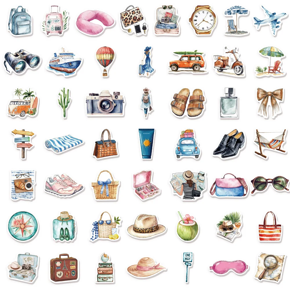 50 SZTUK Naklejek z Motywem Podróży, Zabawne Graffiti, DIY, Do Scrapbookingu, Notatnika, Tabletu, Wodoodporne Naklejki
