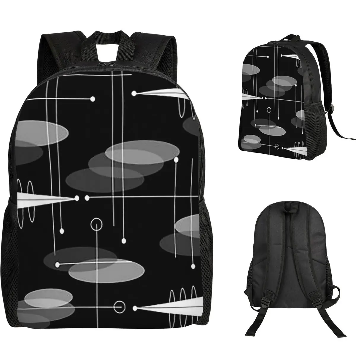 미드 센추리 원자 우주 시대 학생 배낭 학교 가방 소년을위한 하이킹 여행 데이 팟 소녀 패션 Bookbag 어깨 가방