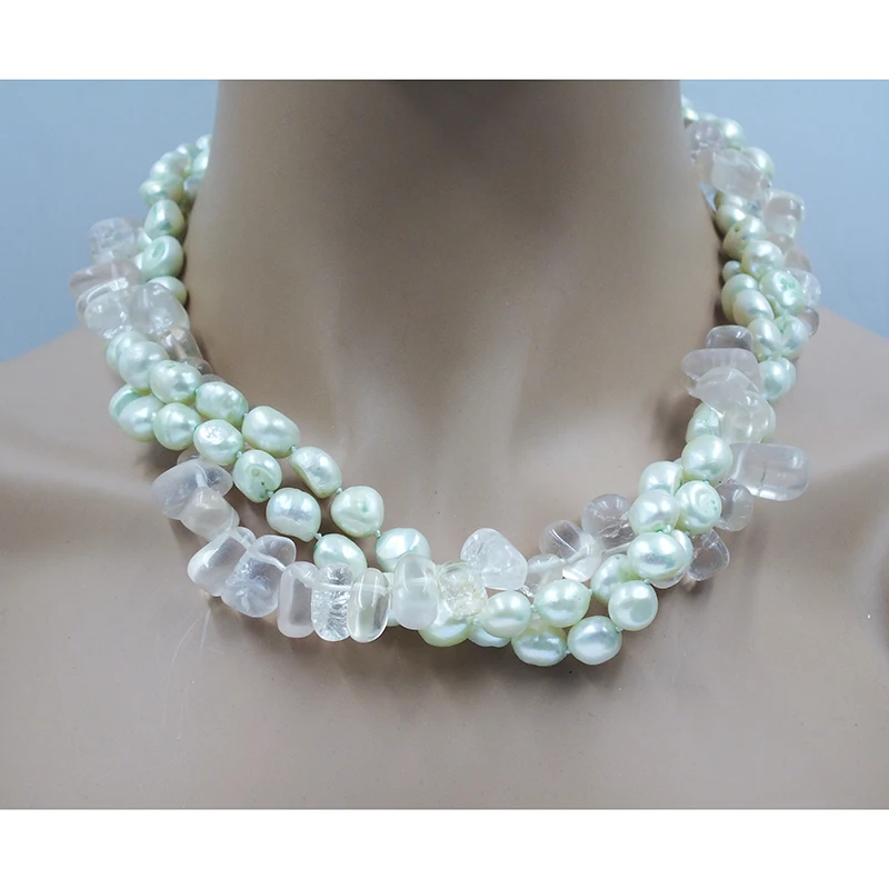 

European fashion/popular women's party necklaces. Natural Baroque Pearl/Crystal Material 20”