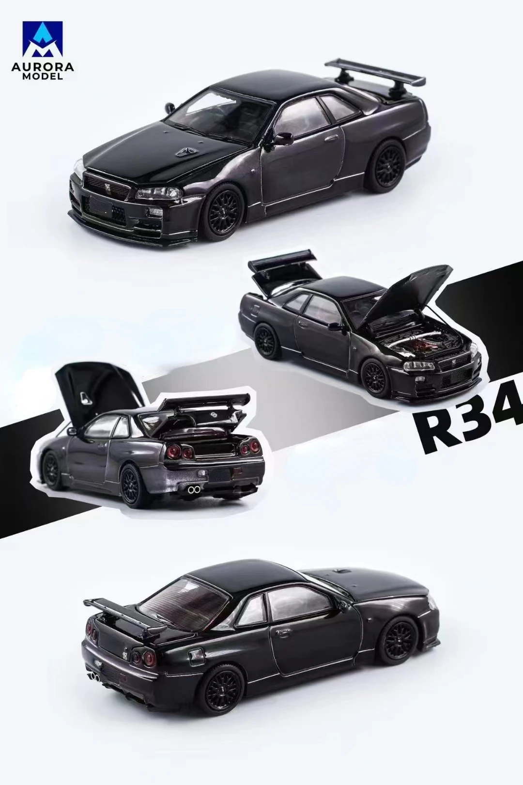 Pre-sale Cool Art x AM Aurora 1:64 Alloy Model R34 The front and rear lids can be opened