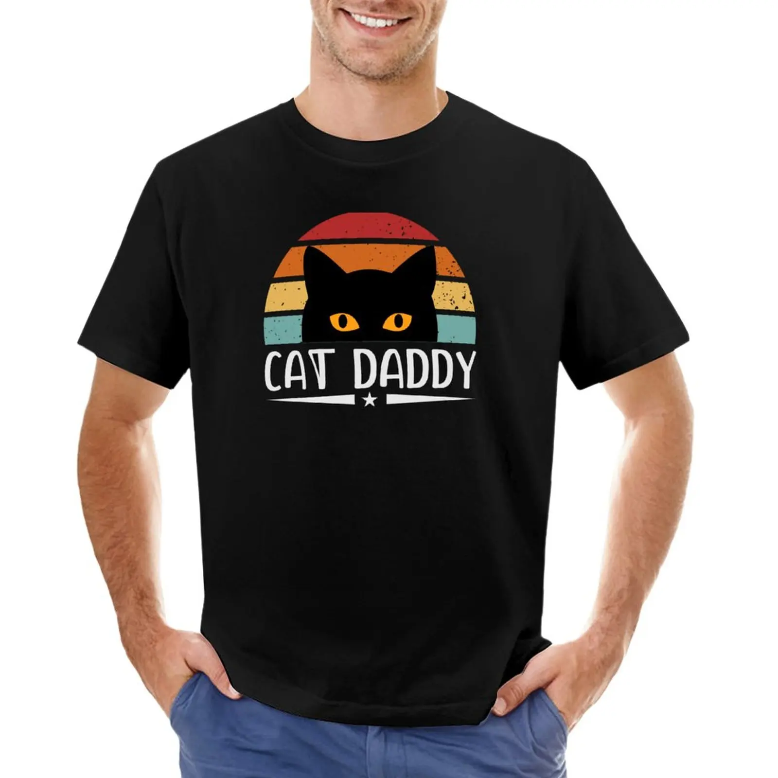 

cat daddy black cat vintage eighties style cat retro T-Shirt boys t shirts Men's long sleeve t shirts