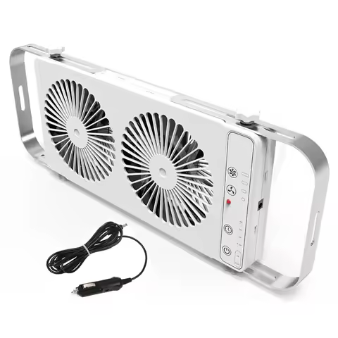 RV 12V Movable Portable Silent Car Window Fan Ventilation With Double Reversible Window Exhaust Fan For Caravan