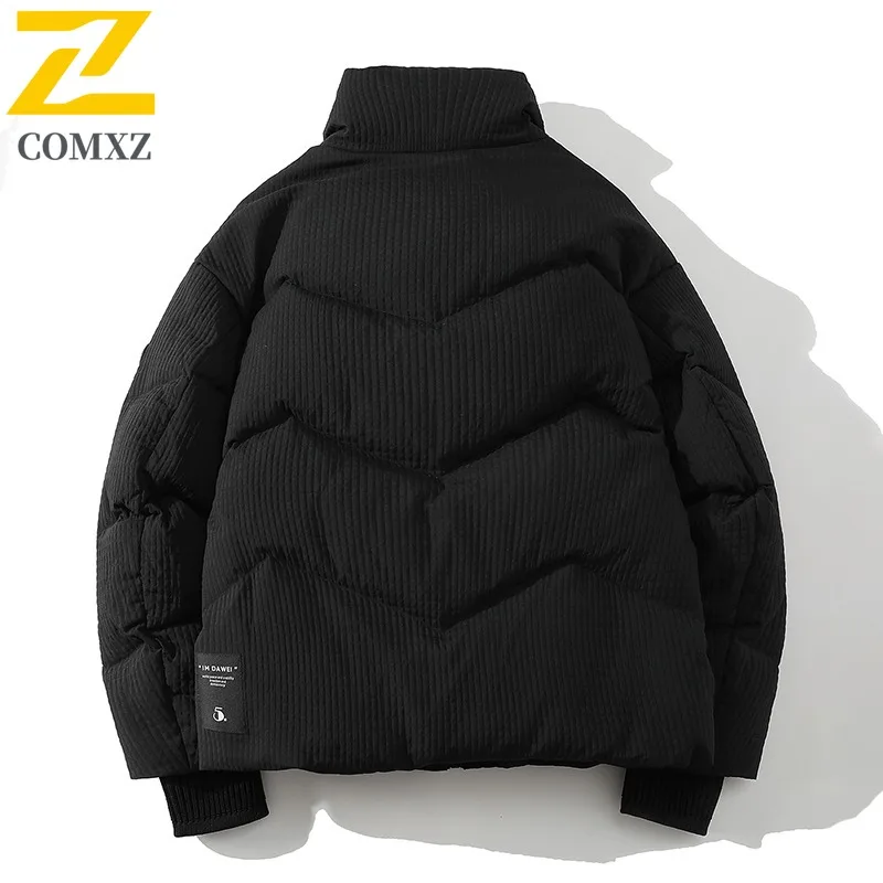 COMXZ Warm Thick Parker Coat Solid Color Minimalist Fashion Snow Skiing Puffer Jacket Street Stylish Down Jacket Men's Clothing