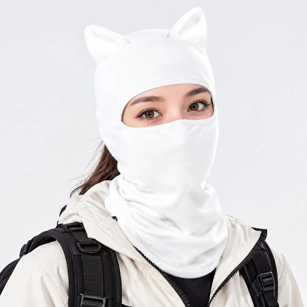 Polyester Fiber Cat Ear Face Mask Sun Protector Soft Neck Gaiter Quick Dry Breathable Sunscreen Masque Cycling Headgear