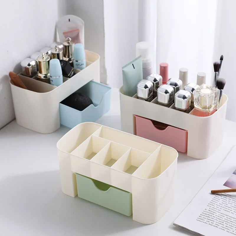 

Clear Double Layer Makeup Organizer - Cosmetic & Jewelry Storage Case with Drawers, Desktop Display Box
