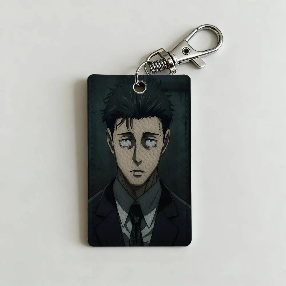 Cool H-Hiromi Higuruma Card Case Leather Card Holder Keychain Key Ring Door Access Tags ID Card Case Keychain image 5