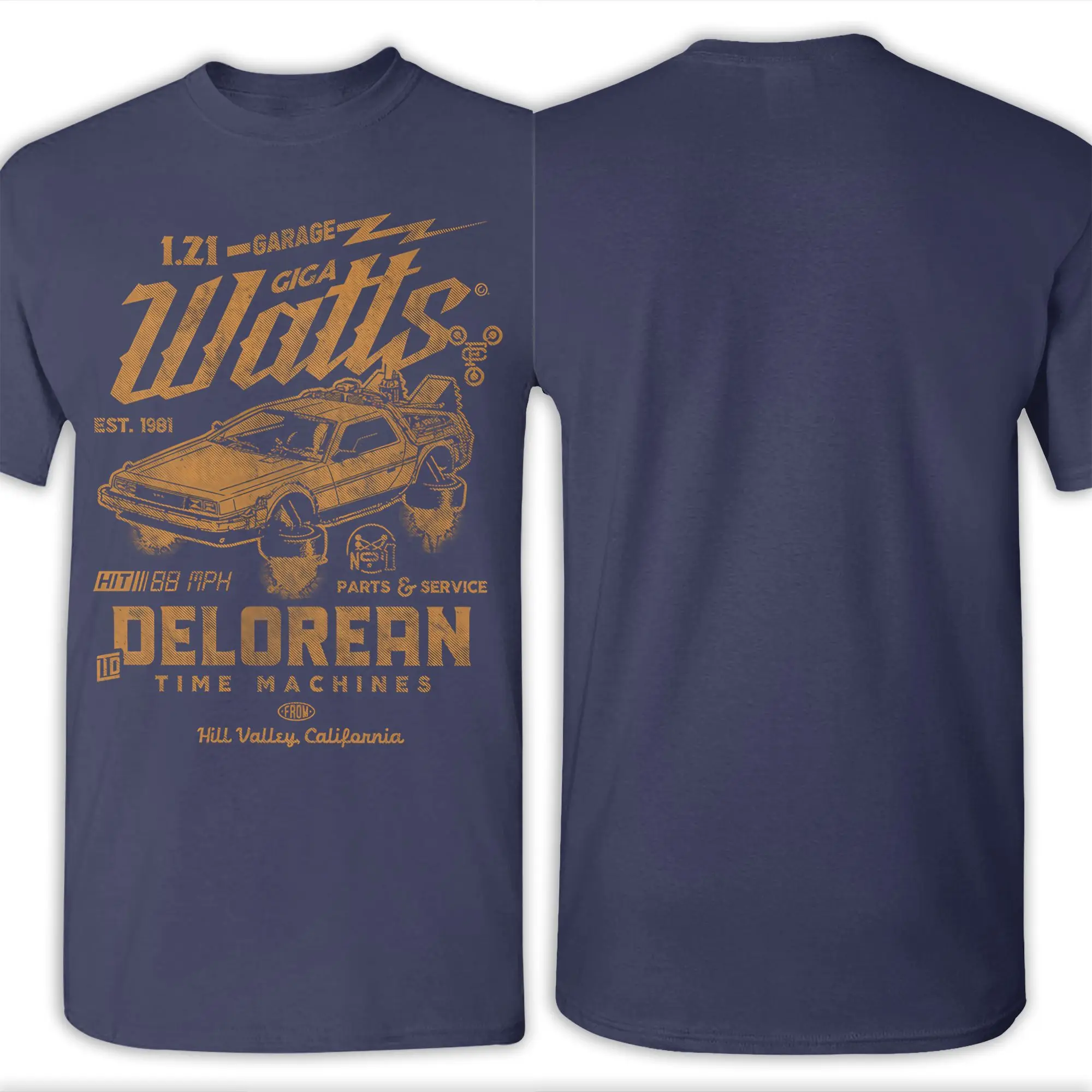 تي شيرت رجالي العودة إلى المستقبل ريترو محب قطن تي شيرت قصير الأكمام DeLorean سيارة تي شيرت Crewneck الملابس الرسم المطبوعة