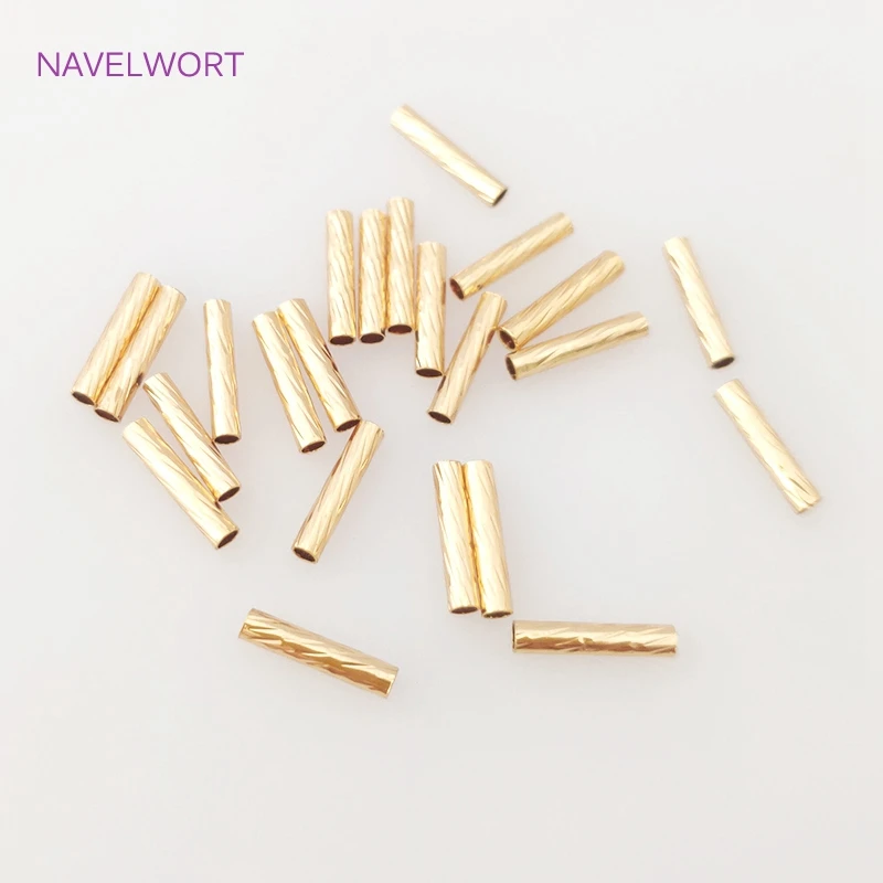 5 Sizes 18K Gold Plated Hollow Textured Spacer Tube For DIY Jewelry Bracelet Necklace Making Accessories