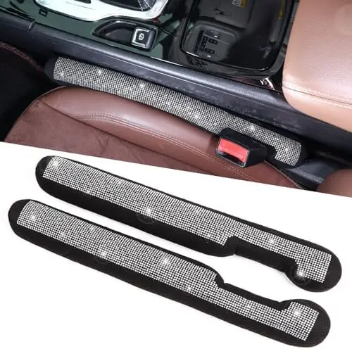 

Bling Car Seat Gap Filler Set of 2 – Universal Silver Rhinestone Trim for SUV Truck – Handmade Crystal Car Accessory