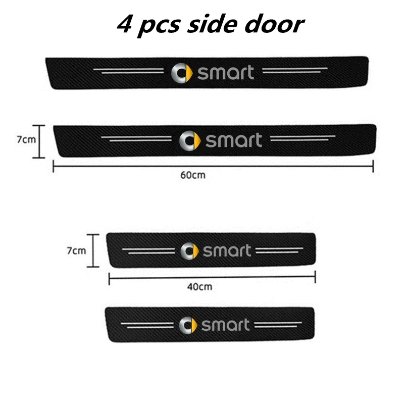 Car Carbon Fiber Door Sill Sticker Trunk Protector Strip Suitable for Smart Fortwo 451 450 453 EQ Forfour Forjeremy view 6