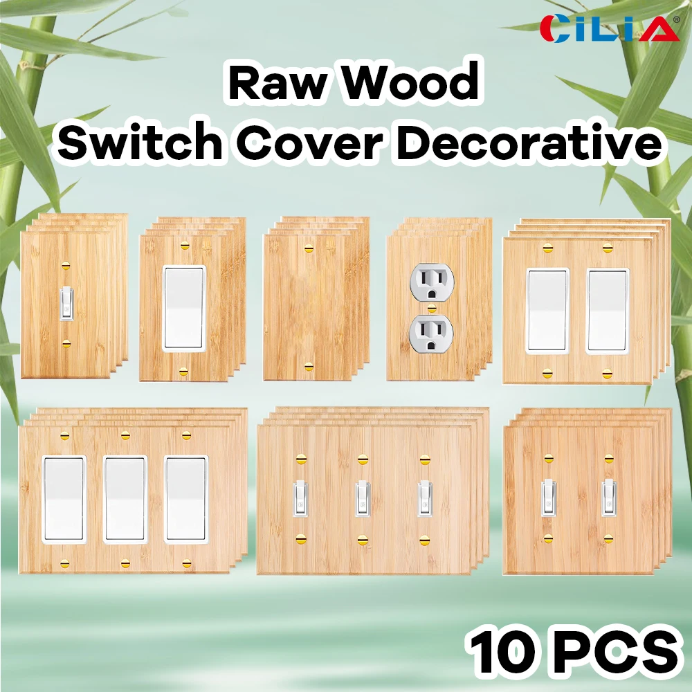 10 pieces of wall panel lamp switch cover, various styles of bamboo wall panel lamp switch socket cover, durable