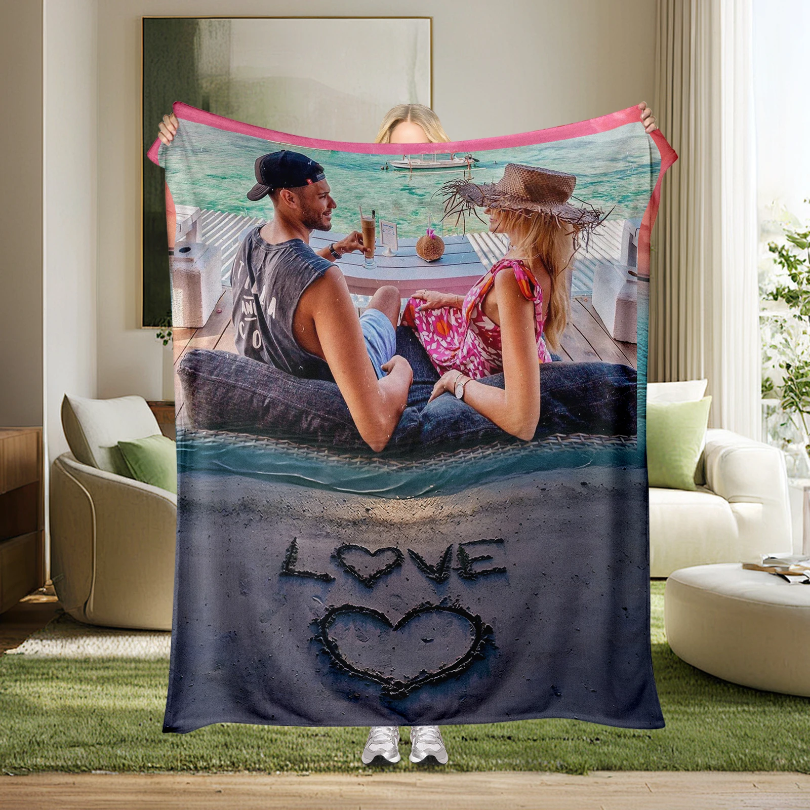 

Custom Blanket with Picture Text Personalized Photo Blanket Customized Blanket for Bedroom Bedspread Home Decor