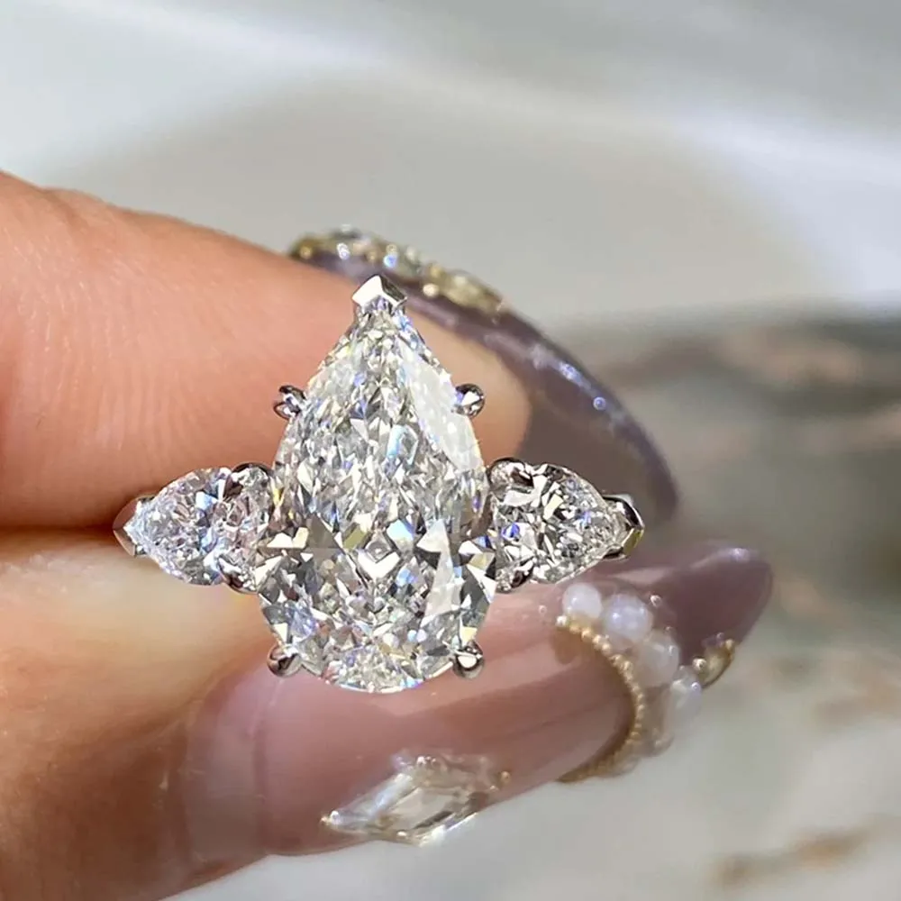 1–5 CT Mioshanit-Ring im Birnenschliff, GRA-zertifiziert, 925er Sterlingsilber vergoldet, 18 Karat D VVS1, Labordiamant, Hochzeit, Verlobungsring für Frauen – Detail 13