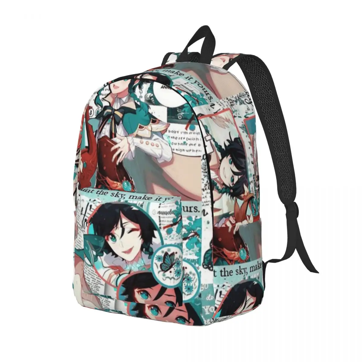 Mochila Genshin Impact Venti para Homens e Mulheres, Bolsa de Ombro para Computador, Laptop Cartoon, Video Game, Estudante, Mochila Empresarial, Moda