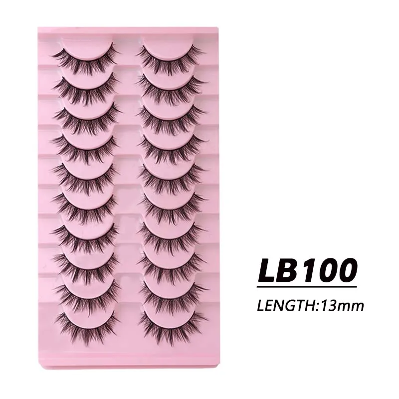 Vipuda Manga Lashes 10 paia Natural Full Strip Cilios riutilizzabile 3D Faux Mink Fluffy Soft Wispy ciglia Extension strumenti per il trucco