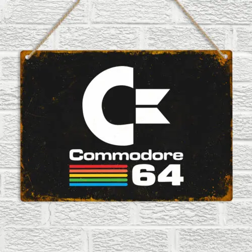 C64 LOGO Vintage Retro Style Metal Tin Wall Sign Plaque Commodore 64 Computer