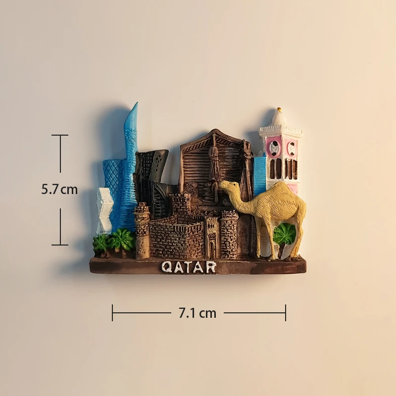 آسيا، كاتار، دوها، شارع بينهاي، الجمل، مجسمة ثلاثية الأبعاد، هدايا تذكارية للسياحة، لوحة من الراتنج، ديكور المنزل، مغناطيس الثلاجة