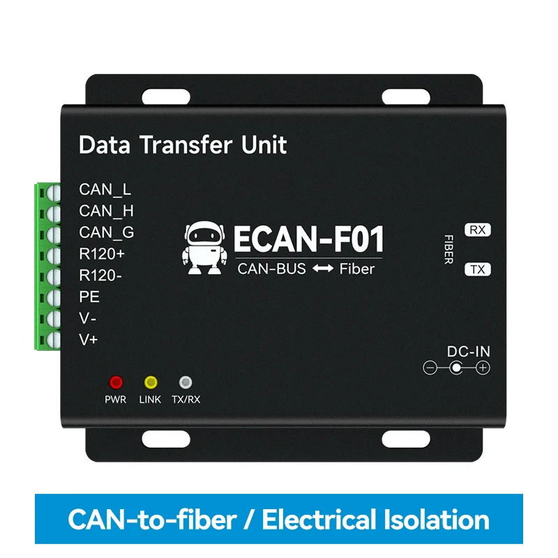 

1Pair CAN To Fiber Optic Wireless Transceiver Repeater CANBUS Long Distance 20km Baud Rate 5k-1Mbps Data Converter ECAN-F01