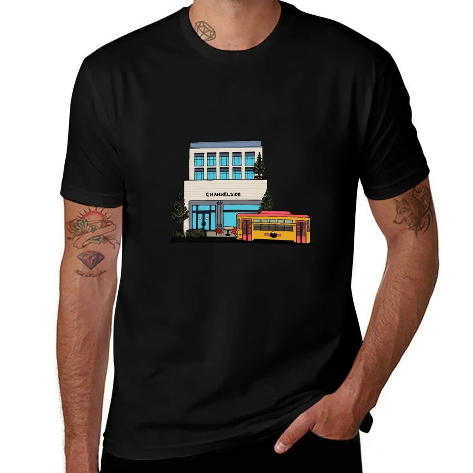 Trolley Passing Through Channelside in Tampa T-Shirt Work Comfort T-Shirt for Men
