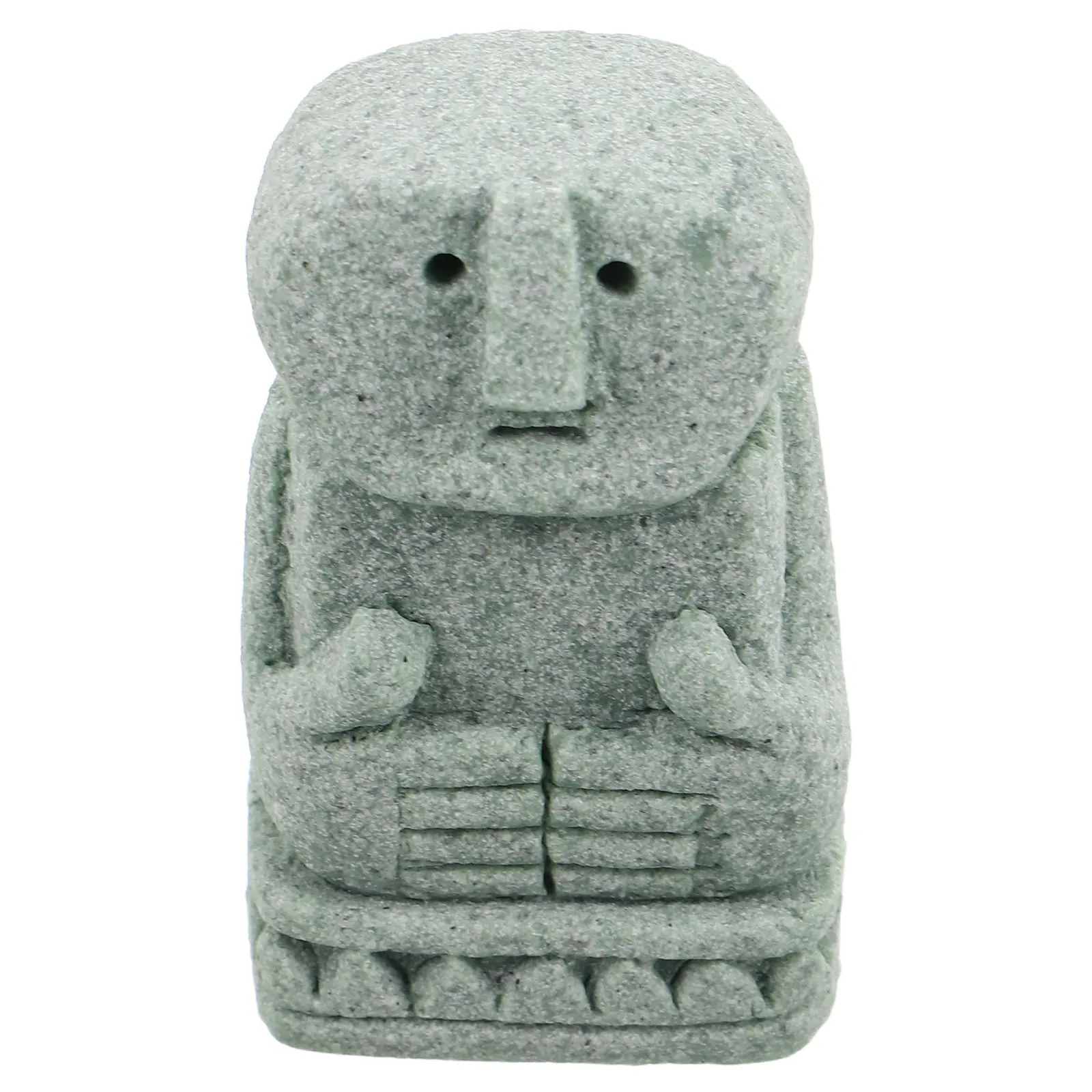 Stone Face Sculpture Thinking Man Miniature Balinese Rock Asian Zen Garden Statue Patio Outdoor Meditation Decor