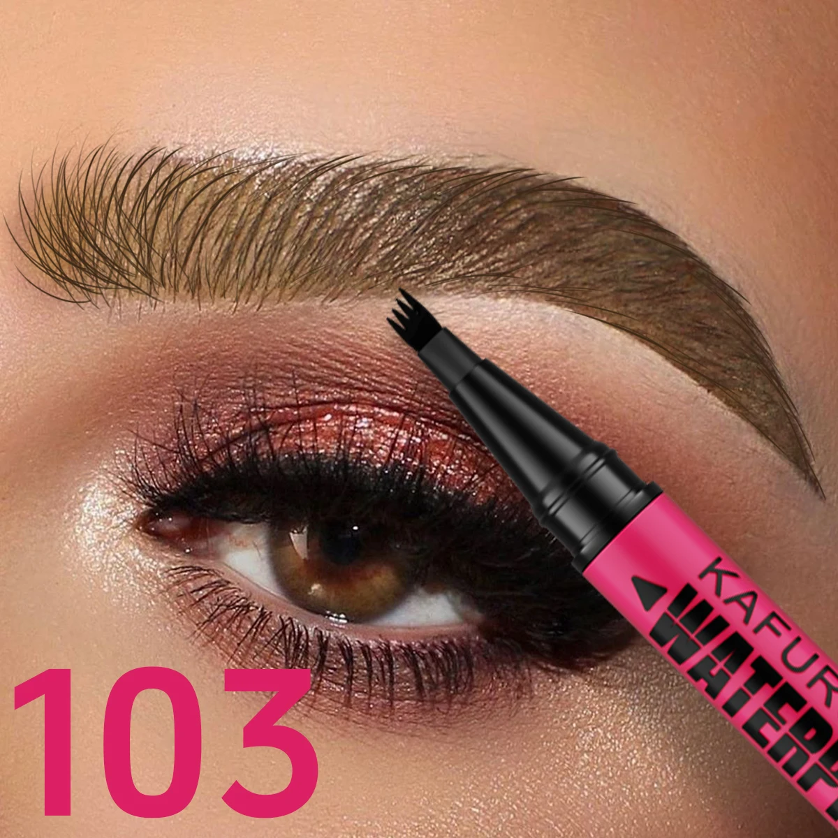 3-kleuren waterdichte wenkbrauwpen, microblading wenkbrauwpotlood met 4 gespleten koppen, natuurlijk ogende wenkbrauwen oogmake-up cosmetica geschenken