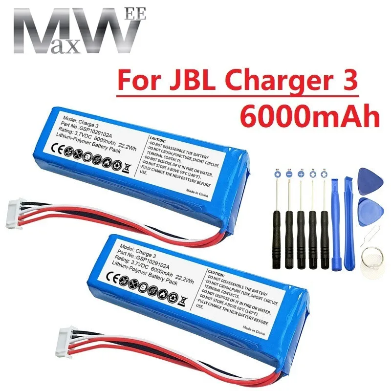 

3.7V 6000mAh Battery For JBL Charge 3 GSP1029102A With Teardown Tool Bluetooth Speaker Battery Pack