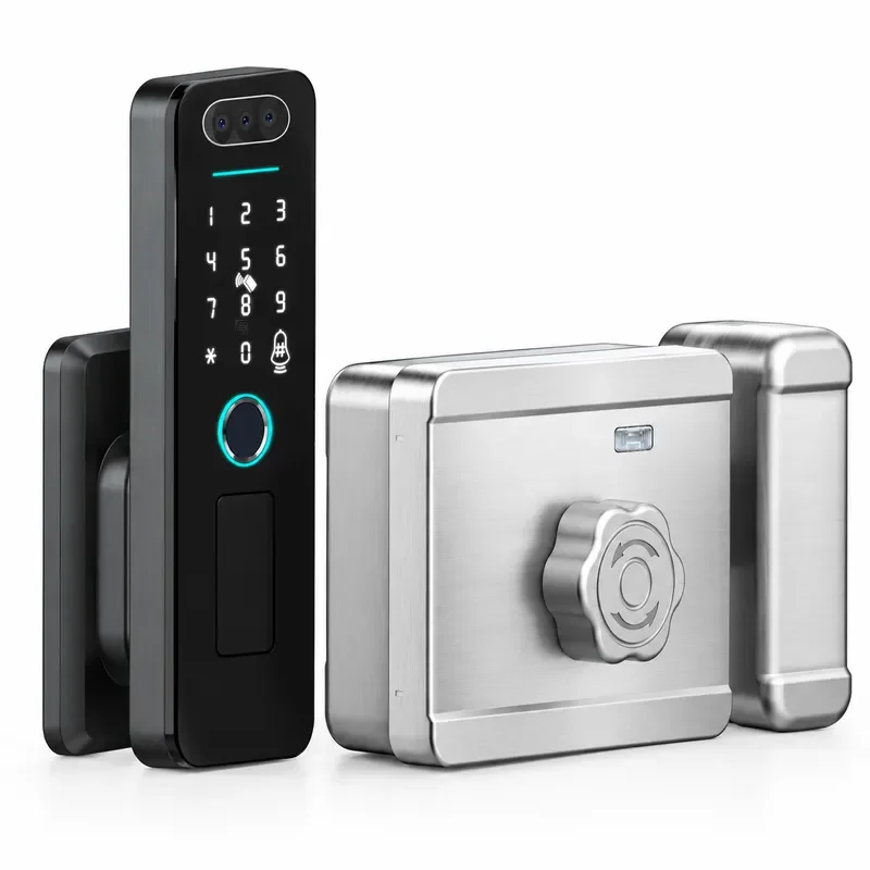Face Access Control Lock Remote Control Double Sided Fingerprint Password Waterproof Electronic Lock with Card Swipe