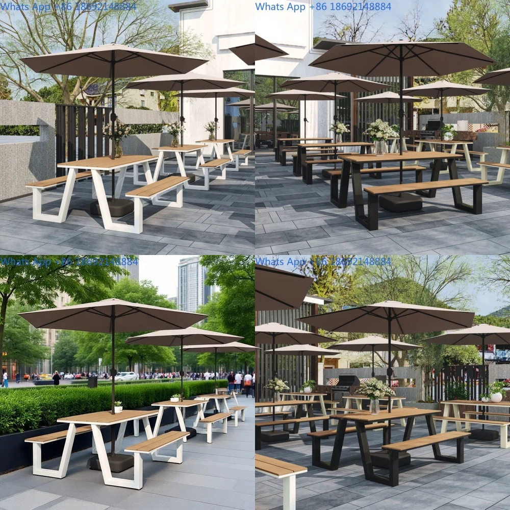 Outdoor All in One Table and Chair Set for Plaza Commercial Street Bubble Tea Shop Outdoor Seating Park Patio UV Moisture