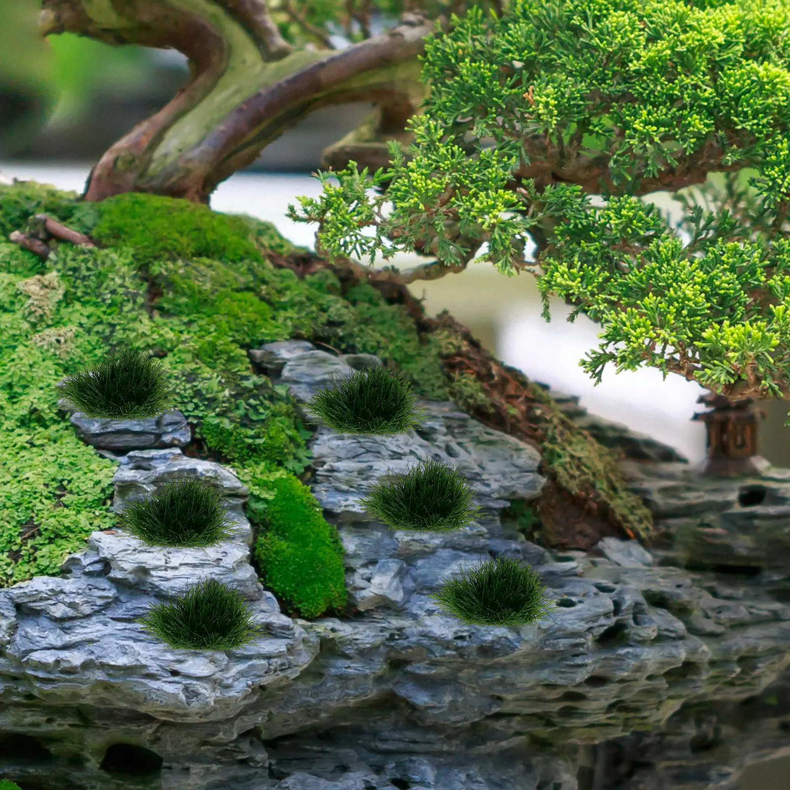 

1Set Simulated Grass Cluster Ornament for Sand Table Grass Micro Landscape Decoration Artificial Bush Cluster Ball Mini Garden