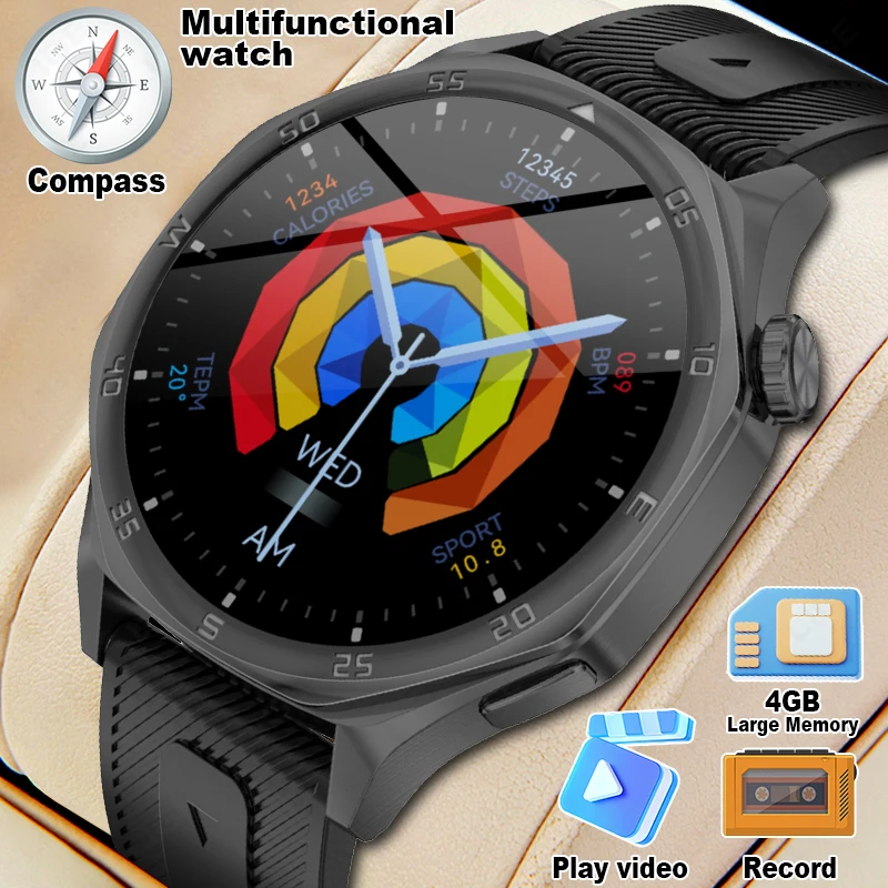 LIGE New Smart Watch Men Compass 4GB Large Memory Bluetooth Call New Ultra HD Explosion-proof Tempered Screen Sport Smartwatch