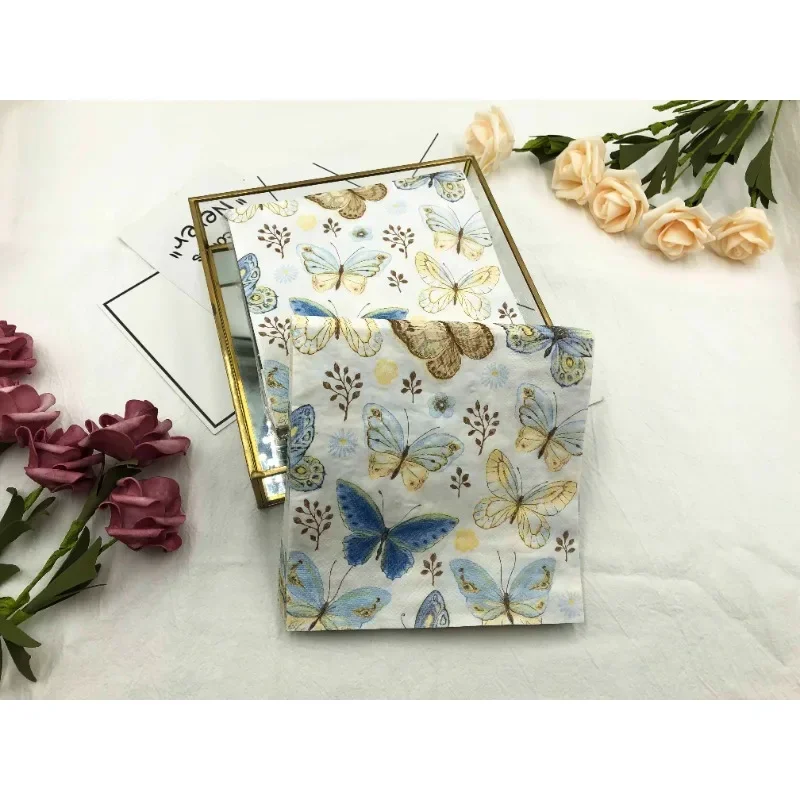 Colorful Printed Napkins New Butterfly Models Hotel Cafe Party Wedding Square Paper Napkin Placemats Food Grade Napkin 2 Ply 33c