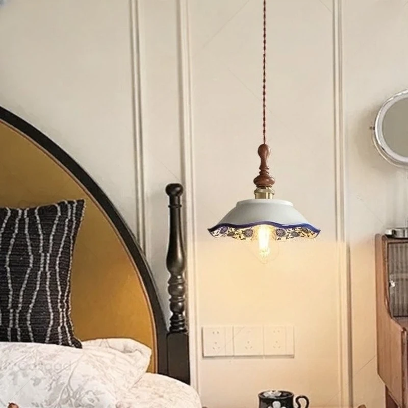 الشمال مصمم مرسومة باليد الاستدارة الأبيض السيراميك مُثبتة في السقف أضواء الشاي منزل مطعم غرفة المعيشة غرفة نوم مصباح معلق