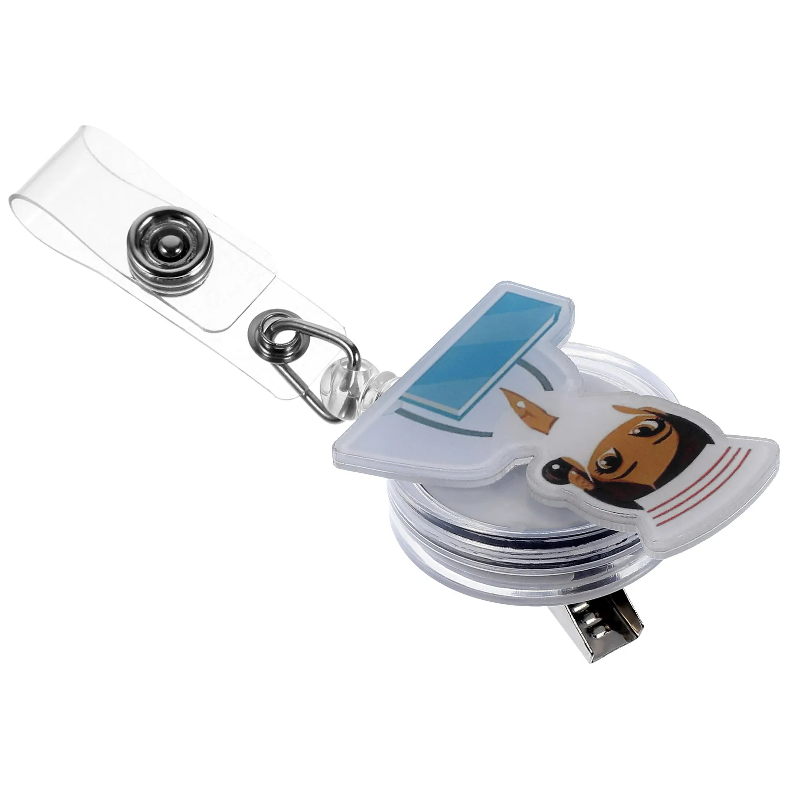 

Retractable Badge Holder Nurse ID Buckle Clip Easy Pull Acrylic Anime Reel Name Tag Portable Black Color Sturdy Material