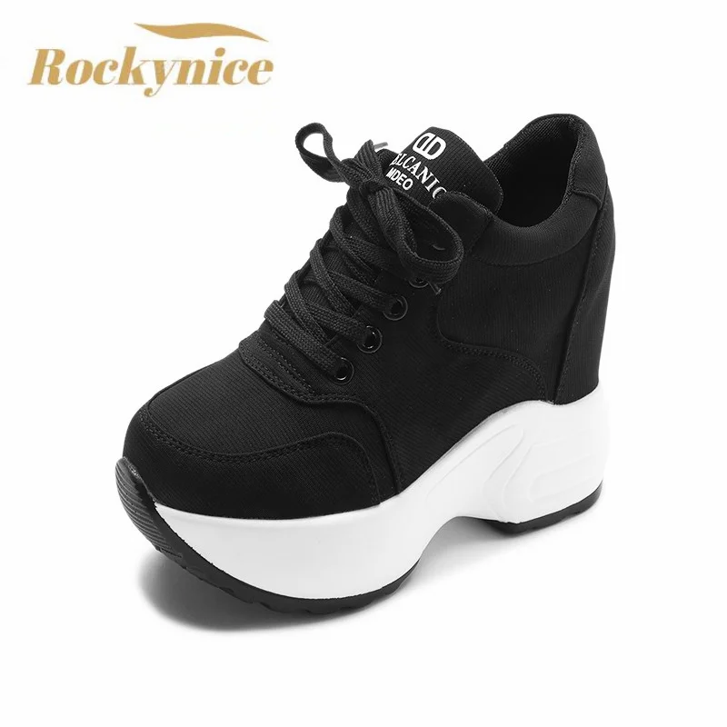 

2022 Women Platform Sneakers Mesh Casual Trainers Chunky Shoes 10CM Heels Autumn Wedges Breathable Height Increasing Shoes Woman