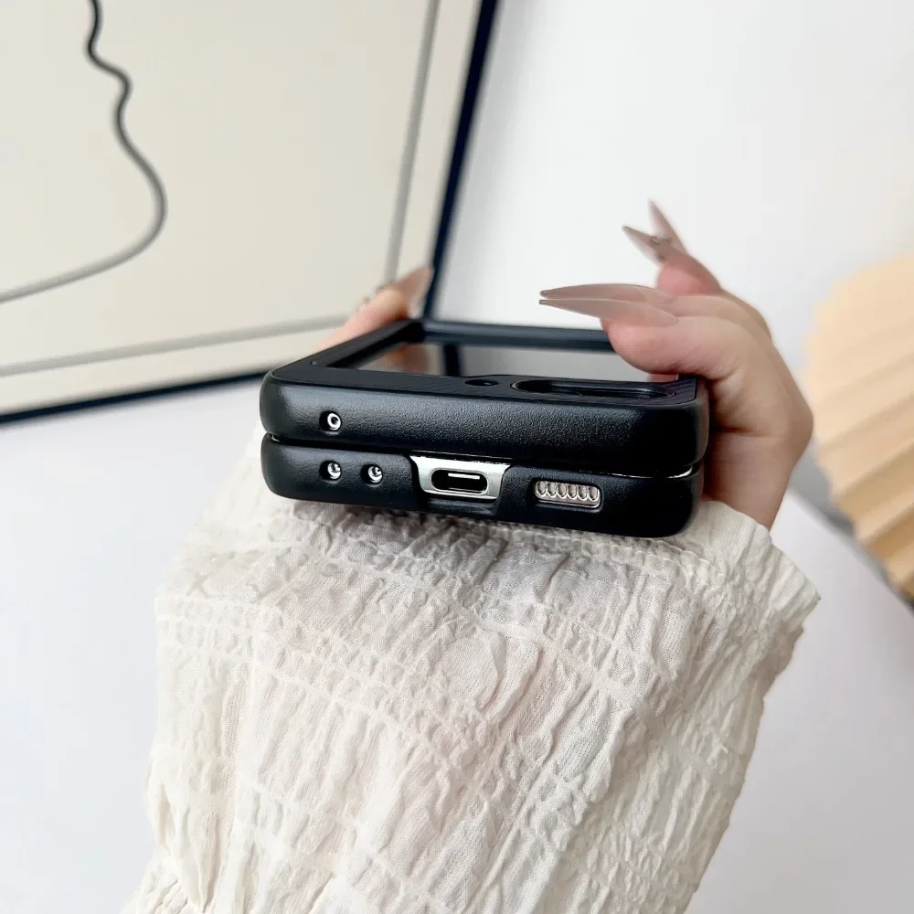 Etui na telefon Samsung Z Flip 6 5 4 3 5G Pokrowiec ochronny z włókna węglowego Magsafe Magnetyczne ładowanie bezprzewodowe Luksusowe skórzane składane