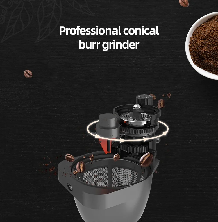 Cafetera de goteo inteligente eléctrica programable con molinillo