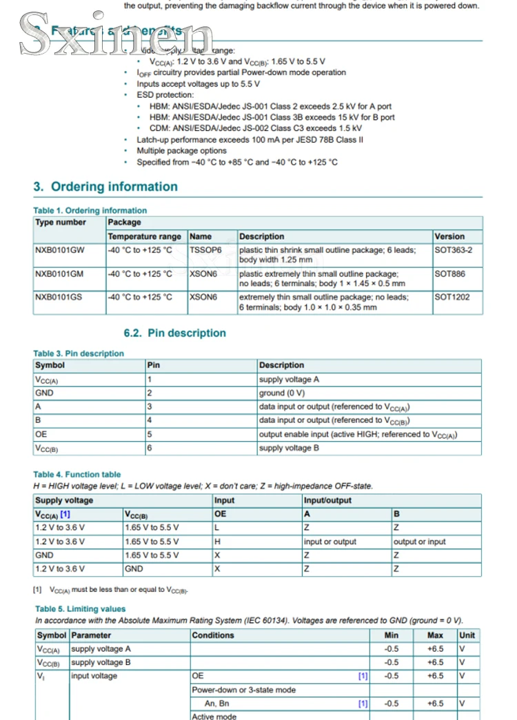 10 pz/lotto NXB0101GSH XSON-6 ricetrasmettitore di conversione a doppia potenza rilevamento automatico della direzione Tri-State