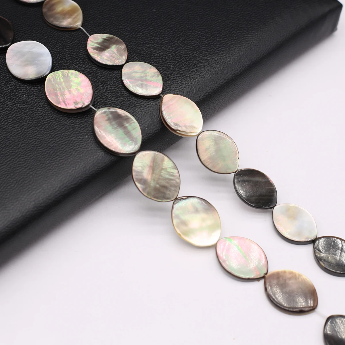 100% Natural Gray Black Shell Beads Oval Mother of Pearl Shell Beads for Jewelry Making DIY Charm Necklace Bracelet Accessories