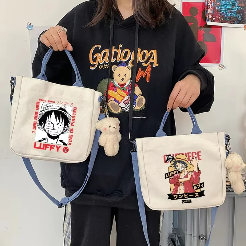 Bolso de hombro de una pieza de Luffy para mujer, bolso de hombro de dibujos animados de Anime, bolsos para niños, bolso cruzado con estampado gráfico portátil de gran capacidad, regalo para niños