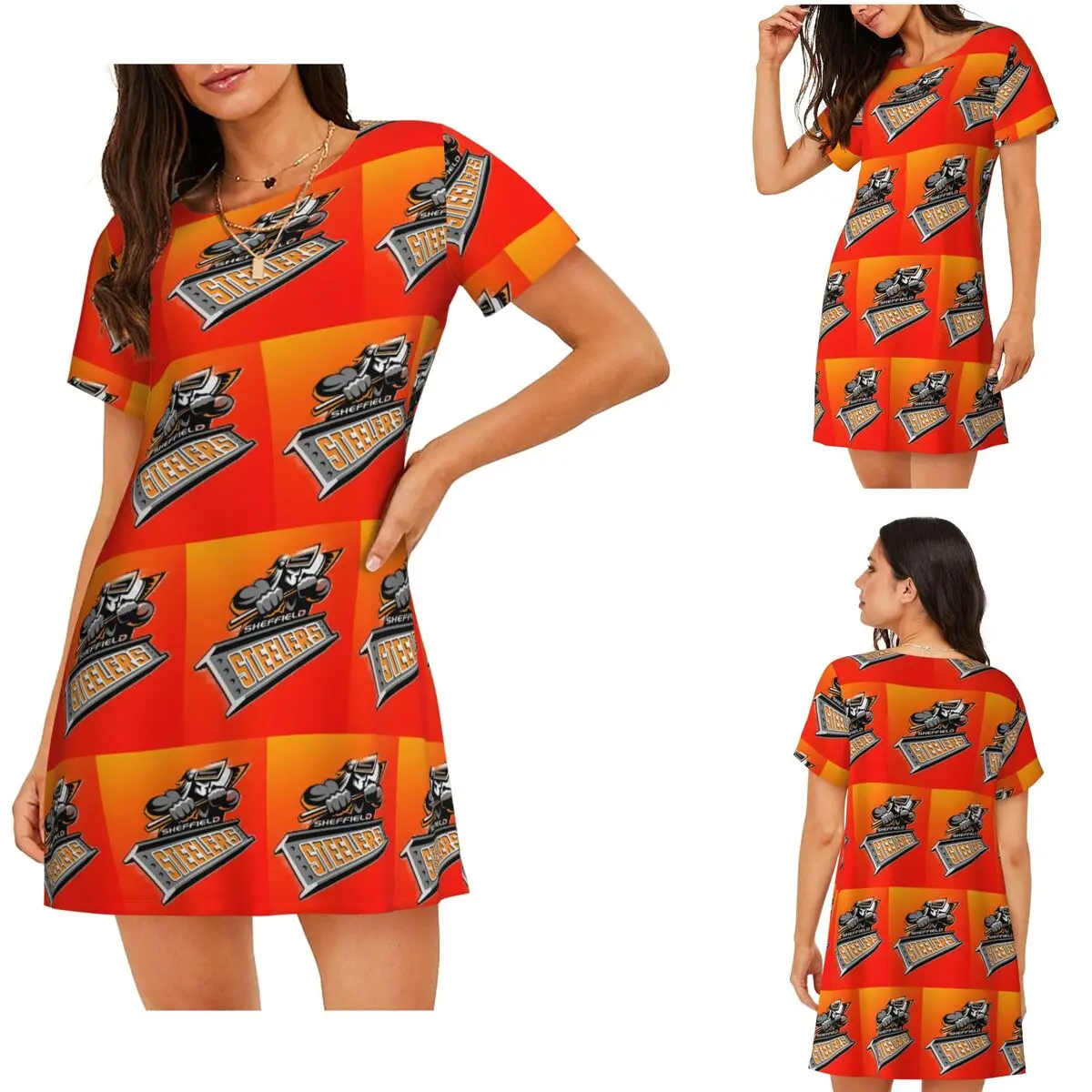 Custom The Sheffield Steelers Short Sleeves Nightdress For Sleeping Sleepshirts Women Short Sleeve Nightgowns Loose Pajama Dress