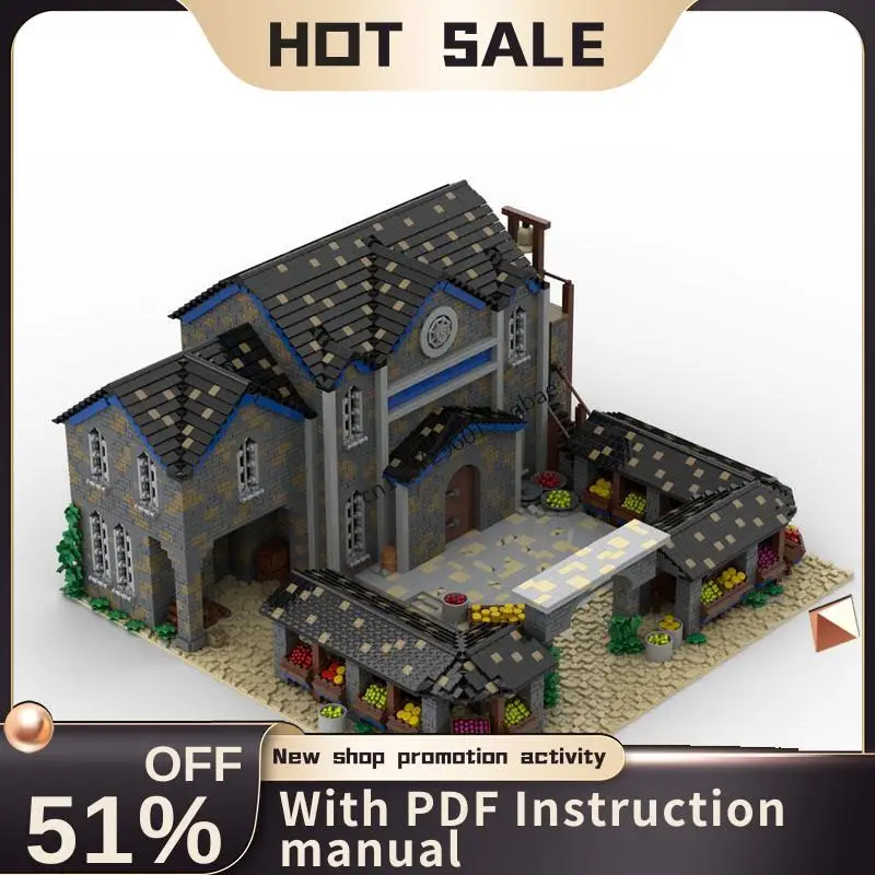 

Новый 8036 шт., серия знаменитых игр Age of Empird, рынок Moc, вид на улицу, модель строительного блока, креативные идеи «сделай сам», детская игрушка, подарок на день рождения