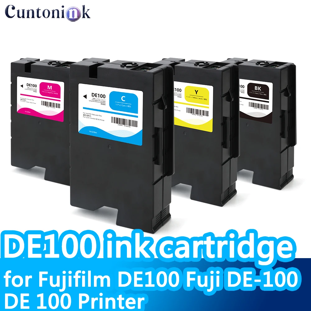 DE100 Ink Cartridge 200ml For Fujifilm DE100 Fuji DE-100 DE 100 Printer With Dye Ink With One Time Use Chip
