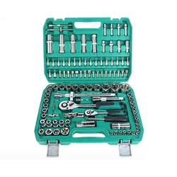 108PCS 1/4 inch1/2inch Drive 24 Tooth Quick Ratchet Wrench Spark Plug Socket  Tool Set Car Repair Hand Tools Kit