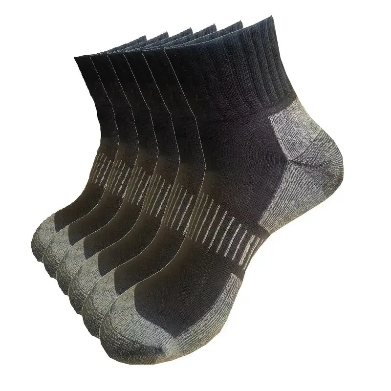 

3Pairs Compression Sports Socks Unisex Cushioned Moisture Wicking with Arch Support Black Gray Striped Design Ribbed Texture