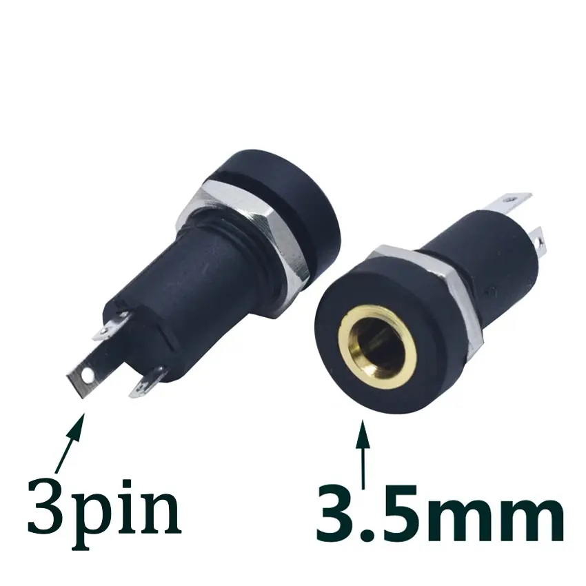 2/3/4 Pin 3.5mm Audio Jack Socket 3/4 Pole Stereo Solder Panel 3.5 mm Headphone Female Socket Connector With Nut For PJ392A