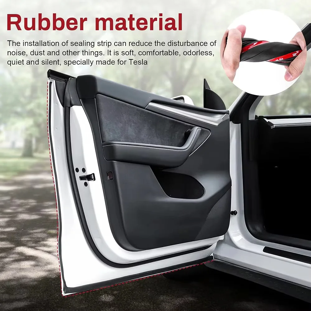 For Tesla Model Y Model 3 Highland Door Rubber Seal Soundproof Weather Stripping Trim Wind Noise Reduction Kit Accessories view 6