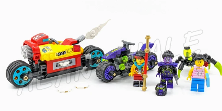 221 pçs monkie criança nuvem bicicleta macaco moto transformando rodas spindrax 60041 bloco de construção brinquedos compatíveis com o modelo