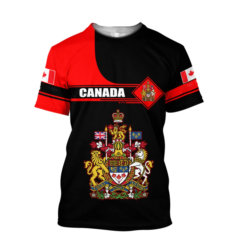 Canada Day Flag Graphic T Shirt Men Cool 3D Canadian Emblem Print Tee Shirts Unisex Women Short Sleeve Fashion Loose Size Tshirt