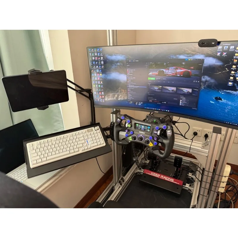 

Кронштейн для геймерского эмулятора из алюминия, специальная настенная пластина с телескопической регулировкой, держатель для беспроводной мыши и вращающейся клавиатуры