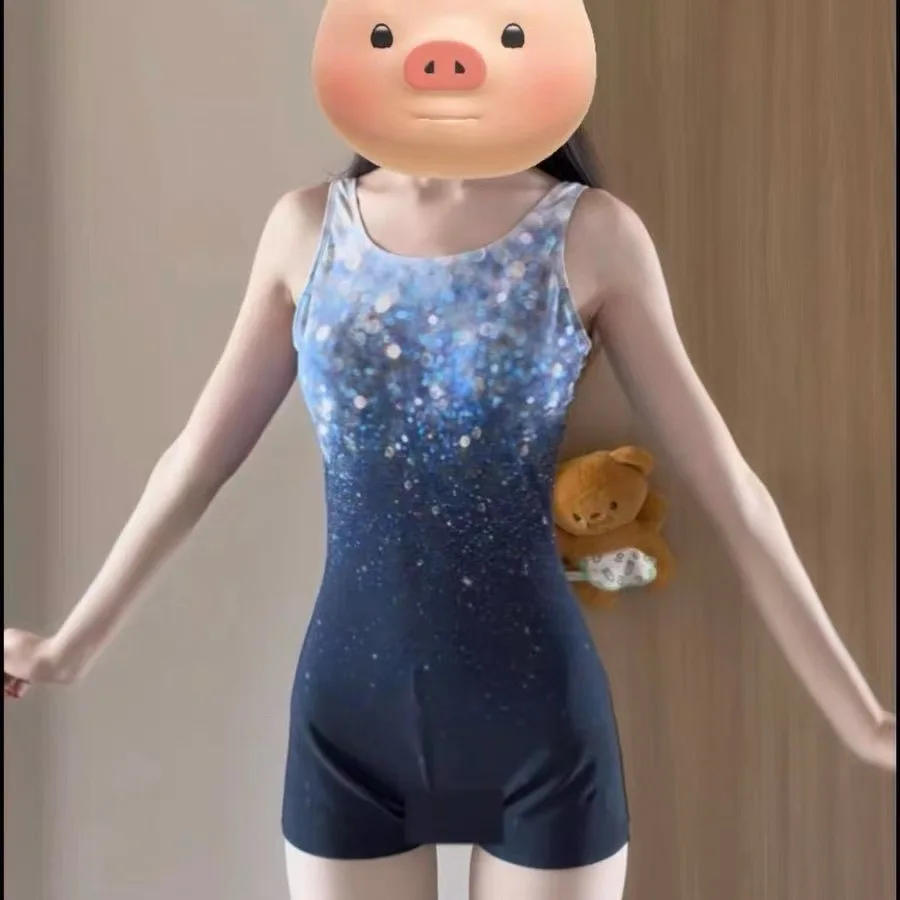 

Женский профессиональный слитный купальник с пайетками для скоростных соревнований, с плоским вырезом, термокостюм для плавания